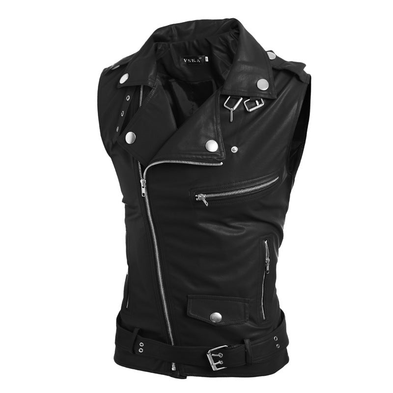Zip-Fit Slim Revers Kurze PU-Lederweste