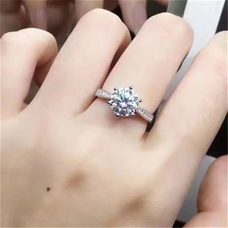 Ladies' ring with moissanite - elegance and simplicity in K-gold look