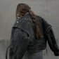 Women's leather jacket in vintage web design