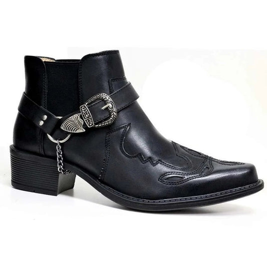 Modische Herrenstiefel mit Schnalle und robustem Absatz