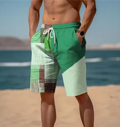 Neue Sommer-Atmungsaktive Hawaiianisch Bedruckte Karierten Herren-Shorts