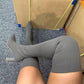 Damen Overknee-Stiefel – Stretch-Strickstiefel mit spitzem Zeh und hohem Absatz
