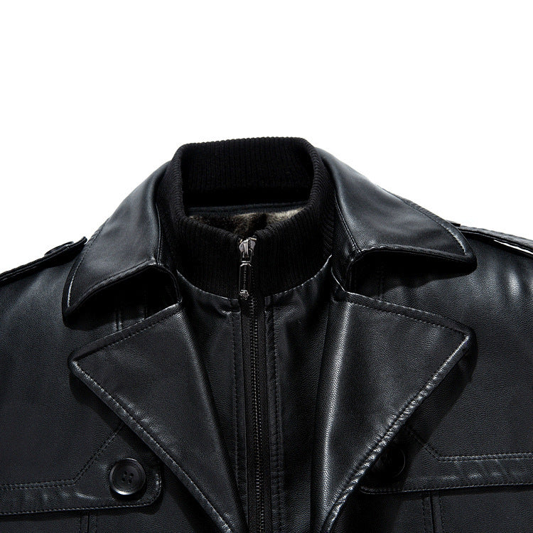 Men's Leather Jacket, Mid-Length Sheepskin Suit