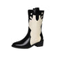 Women's cowboy boots - fashionable mid-calf boots with low heels 