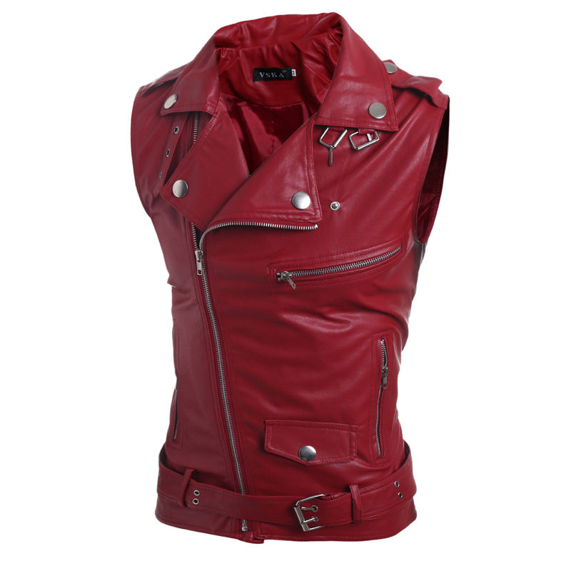 Zip-Fit Slim Revers Kurze PU-Lederweste
