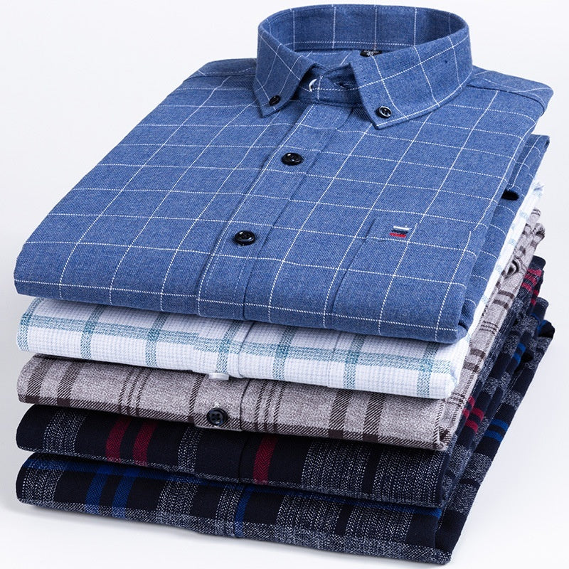 Baumwoll-Langarmhemd mit Karomuster, Business, Slim Fit