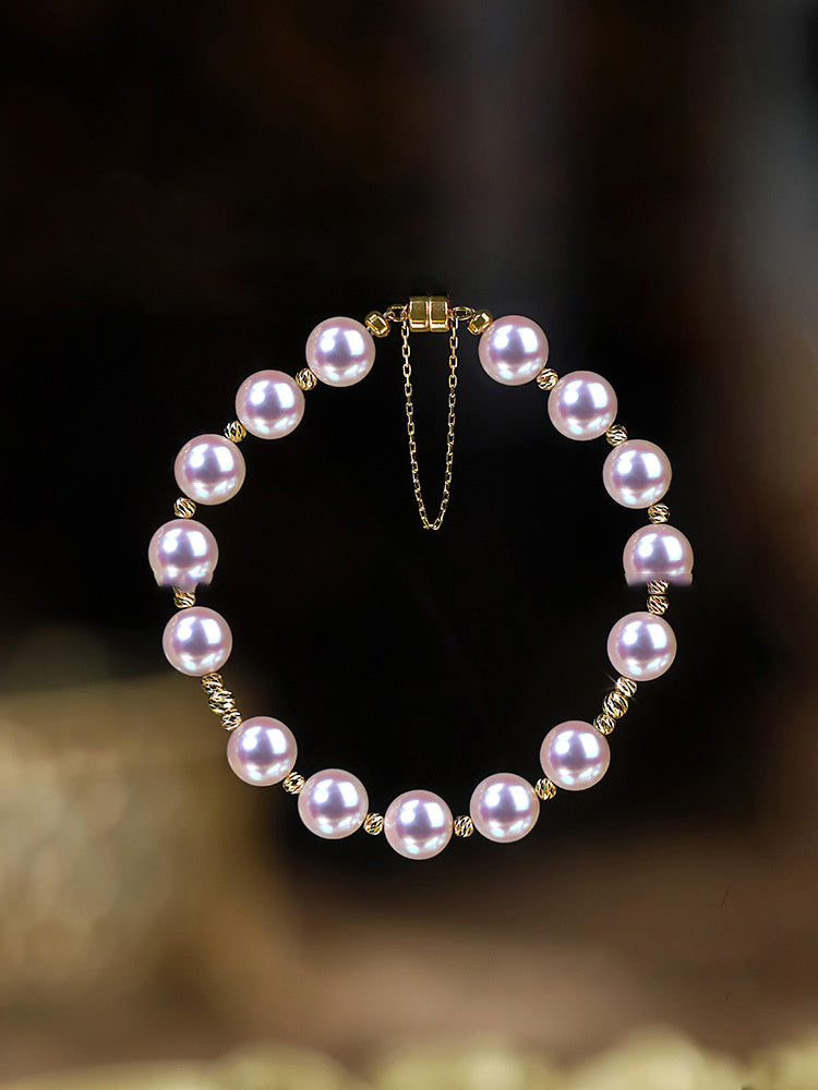 Blaue Rose Laser 18K Gold Perlen-Armband
