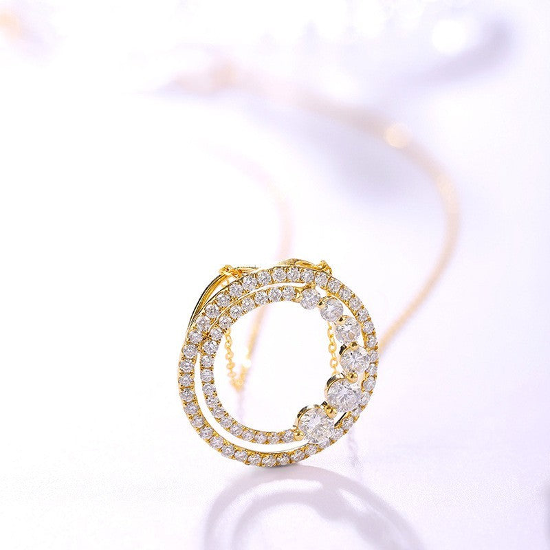 18K Gold Roségold Diamant-Halskette Rund