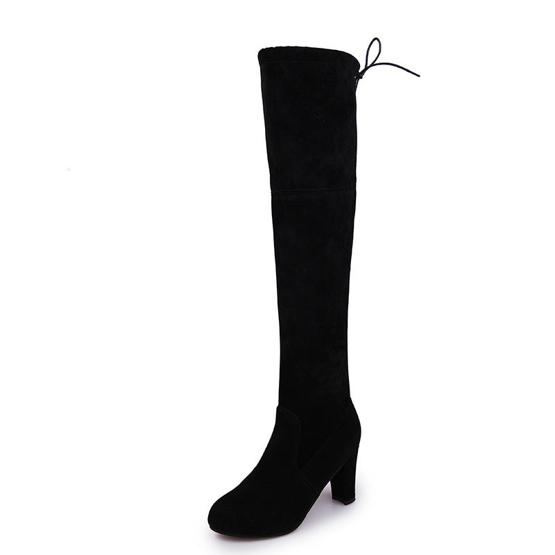 Women's Overknee Boots with High Heel - Stylish and Elegant for Autumn and Spring