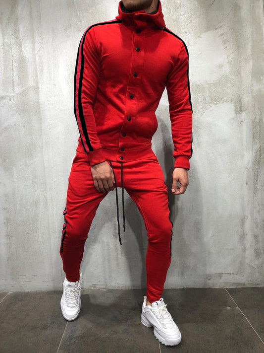 Herren-Sportstrickjacke mit Kapuze und Knöpfen