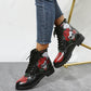 Botines de Halloween con estampado de rosas y cordones: elegantes y cómodos para mujer