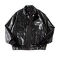 Werkzeug-Motorrad-Lederjacke für Herren, trendig, locker und gutaussehend
