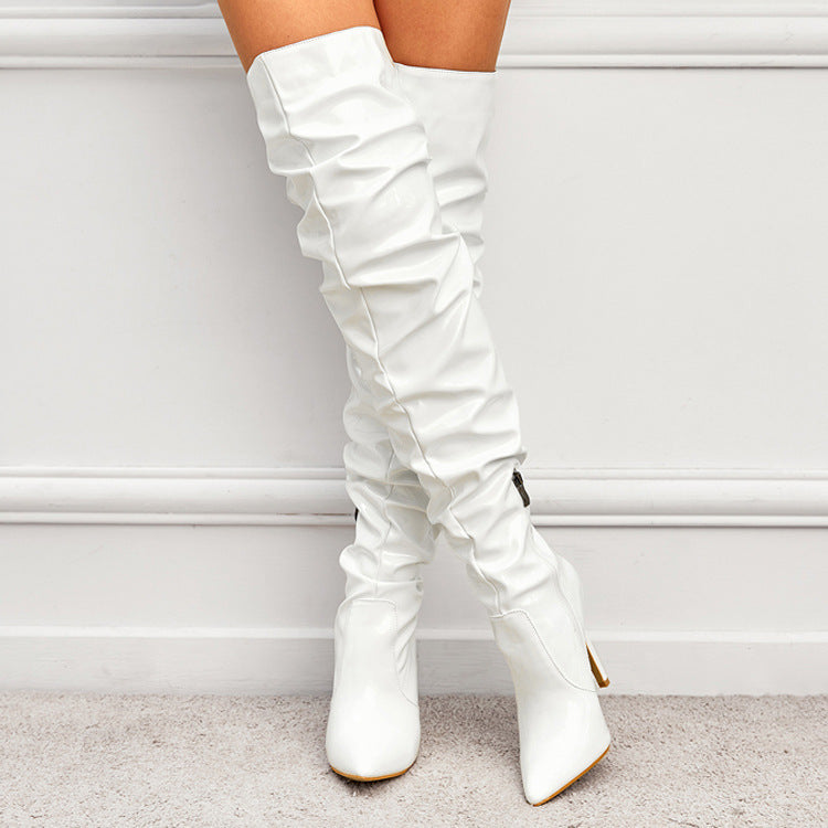 Women's Overknee Boots - Fashionable High Heel Party Boots with Pointed Toe