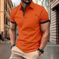 Polo 3D de color liso con solapas, manga corta, casual y suelto para hombre.