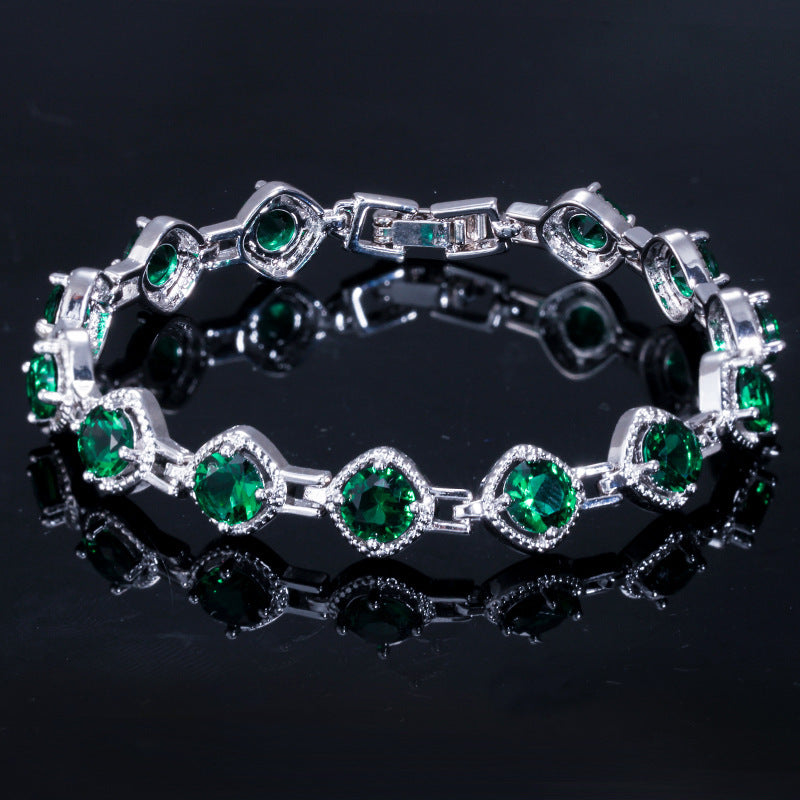 Elegantes Strass-Ketten Armband in Weißgoldfarbe mit Funkelnden Kubischen Zirkonien für Damen
