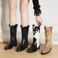Women's cowboy boots - fashionable mid-calf boots with low heels 