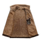 Men's leather jacket with lapels and fleece lining