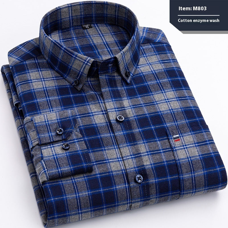 Baumwoll-Langarmhemd mit Karomuster, Business, Slim Fit