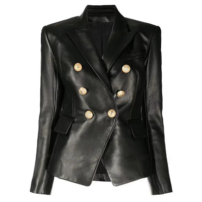 women's suit-style leather jacket