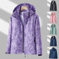 Printed Hooded Windbreaker, Unisex Fashion Solid Color Zipper Jacket Waterproof Windproof Outdoor Clothing for Women Men