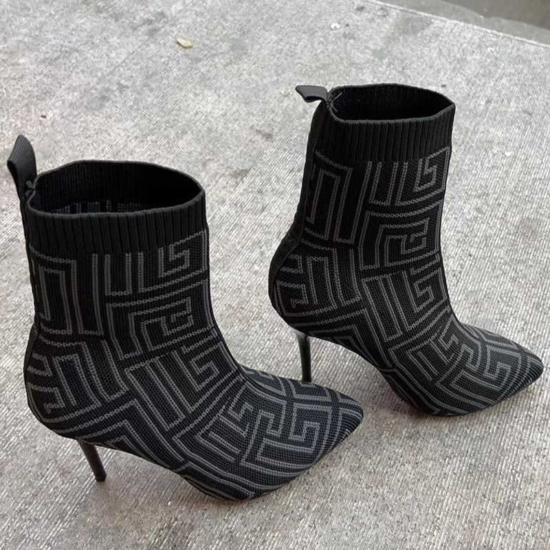 Women's High Heel Boots - Fashionable over-the-knee boots with pointed toe and thin heel