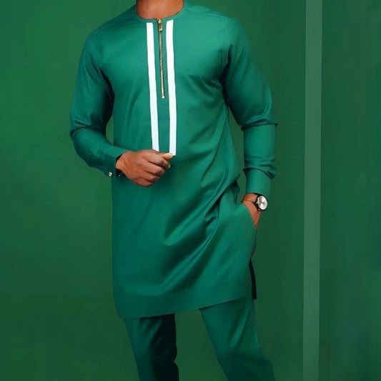 Afrikanischer Herrenanzug mit digitalem Oberteil und Hose, 2-teiliges Set