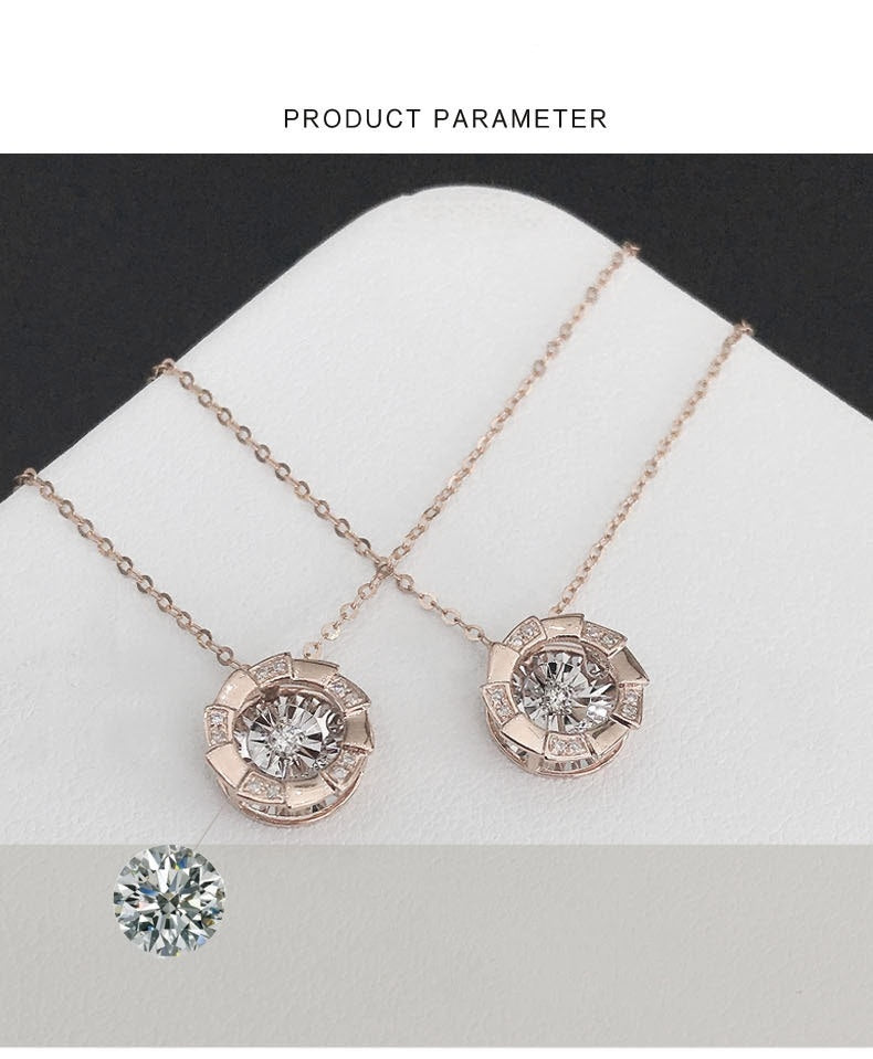 Roségold Pulsierendes Herz Diamant Anhänger Klavikula Kette