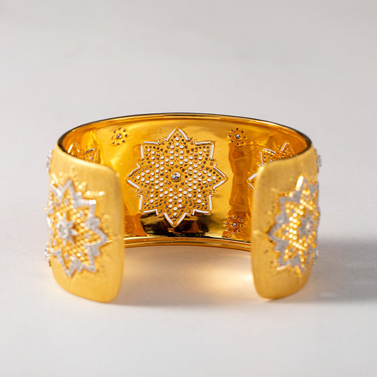 Pulsera de plata S925 chapada en oro con circonitas: retro y elegante 