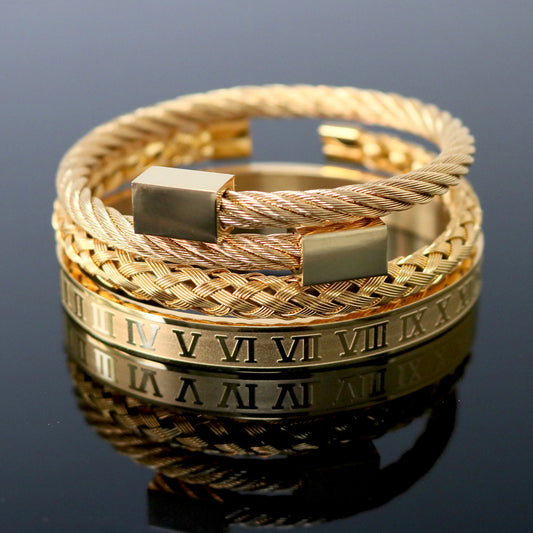 Geflochtenes Armband aus Titanstahl für Männer – Gold