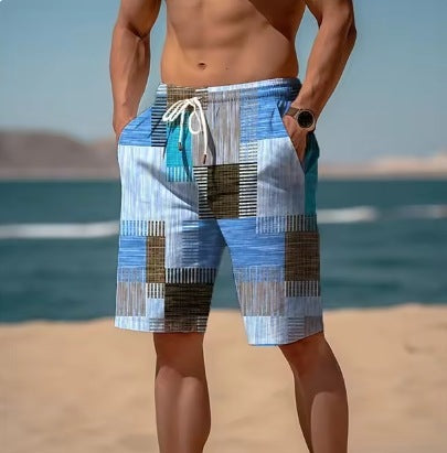 Neue Sommer-Atmungsaktive Hawaiianisch Bedruckte Karierten Herren-Shorts