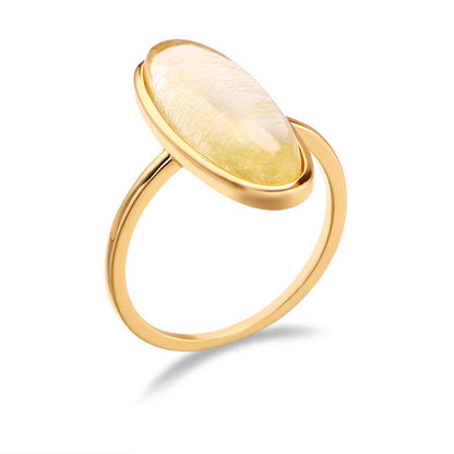 Vintage-Ring aus 925er Silber mit Naturgold-Haar-Kristall – Eleganz im U-Design