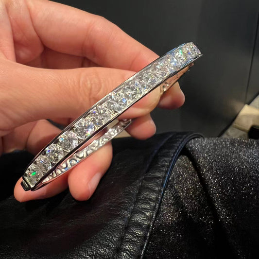 Pulsera de diamantes Mosan bañada en oro de plata pura con 18k, 40 puntos