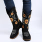 Women's Cowboy Boots - Embroidered Western Boots with Sunflower Design