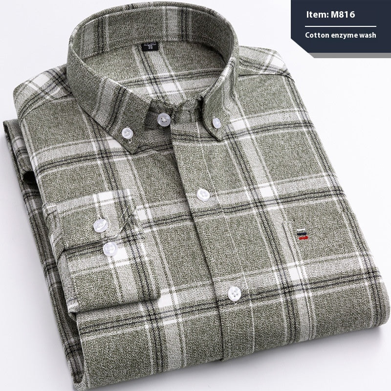 Baumwoll-Langarmhemd mit Karomuster, Business, Slim Fit