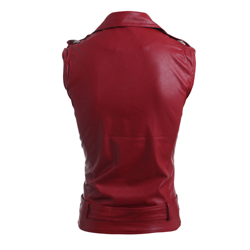 Zip-Fit Slim Revers Kurze PU-Lederweste