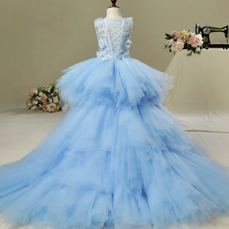 Evening dress for girls with princess train