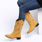 Women's Cowboy Boots - Embroidered Western Boots with Sunflower Design