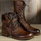 Retro Motorradstiefel – Schnürstiefel für Damen und Herren mit niedrigem Absatz
