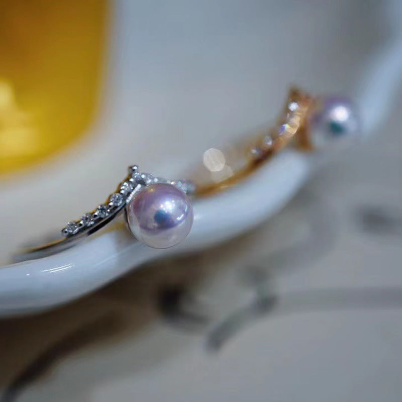 Damen 18K Gold und Diamant V-förmiger Mode Einfacher Ring