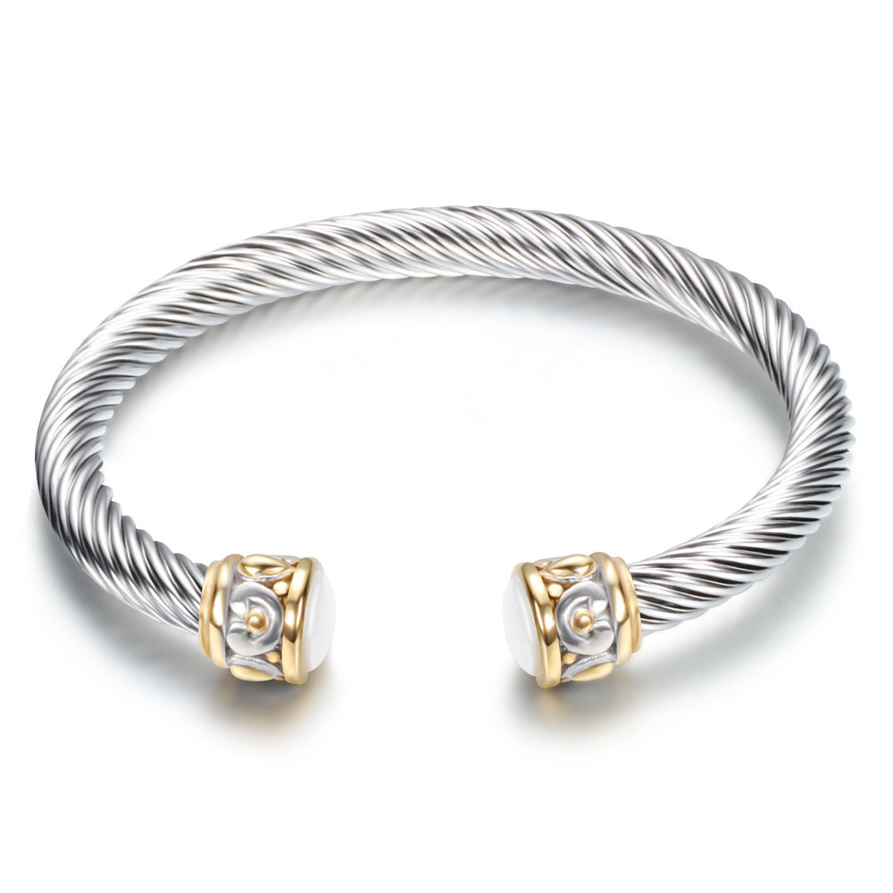 Zweifarbiger Vintage Gold Bangle-Armband