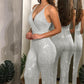 Damen Jumpsuit mit Trägern und Goldprägung