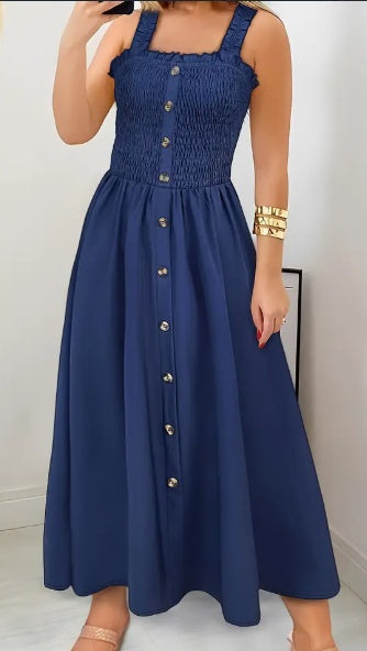 Atemberaubendes Shirred A-Linien Maxikleid – Elegant und Vielseitig