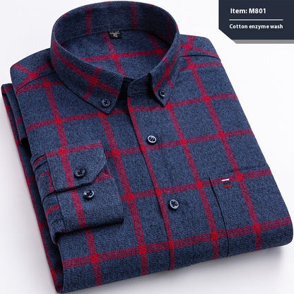 Baumwoll-Langarmhemd mit Karomuster, Business, Slim Fit