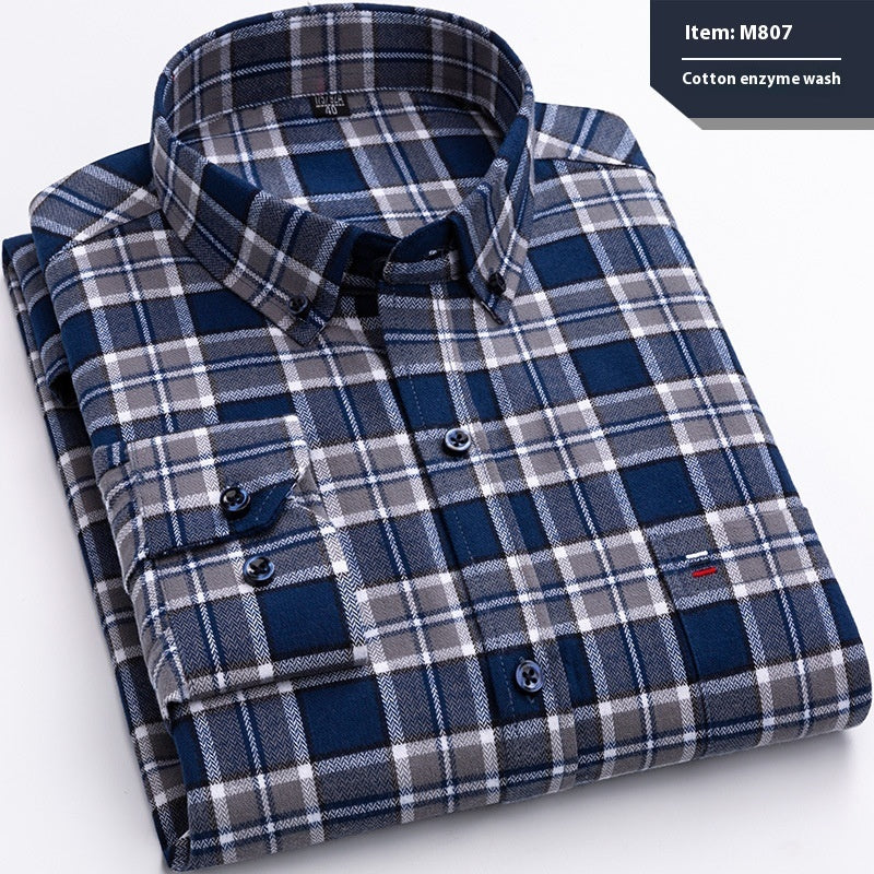 Baumwoll-Langarmhemd mit Karomuster, Business, Slim Fit