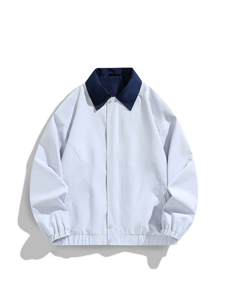 Pure color all-matching polo collar jacket