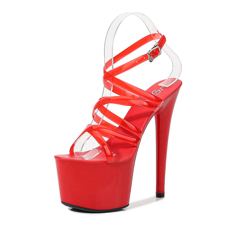 Extravagant High Heel Platform Sandals – Transparent Strappy Shoes for Women with Super High Heels