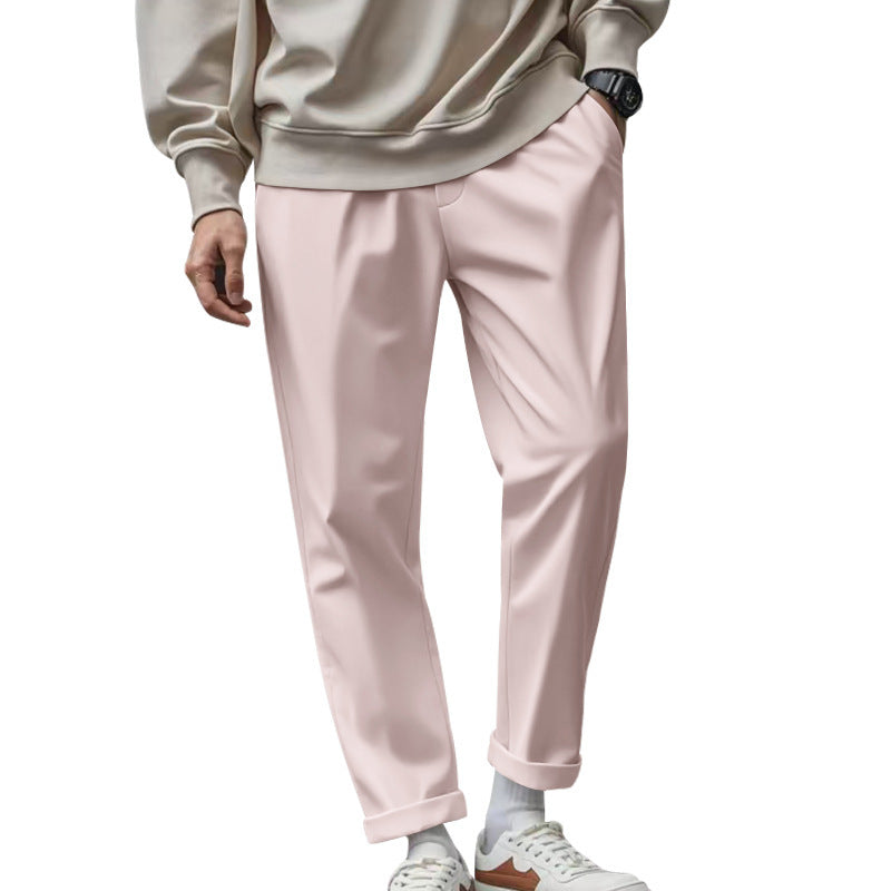 Men's Loose Comfortable Quick-drying Waist-tied Casual Business Pants in Solid Color