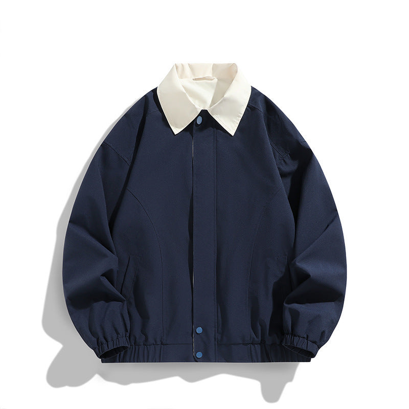 Pure color all-matching polo collar jacket