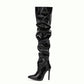 Women's Overknee Boots - Fashionable High Heel Party Boots with Pointed Toe