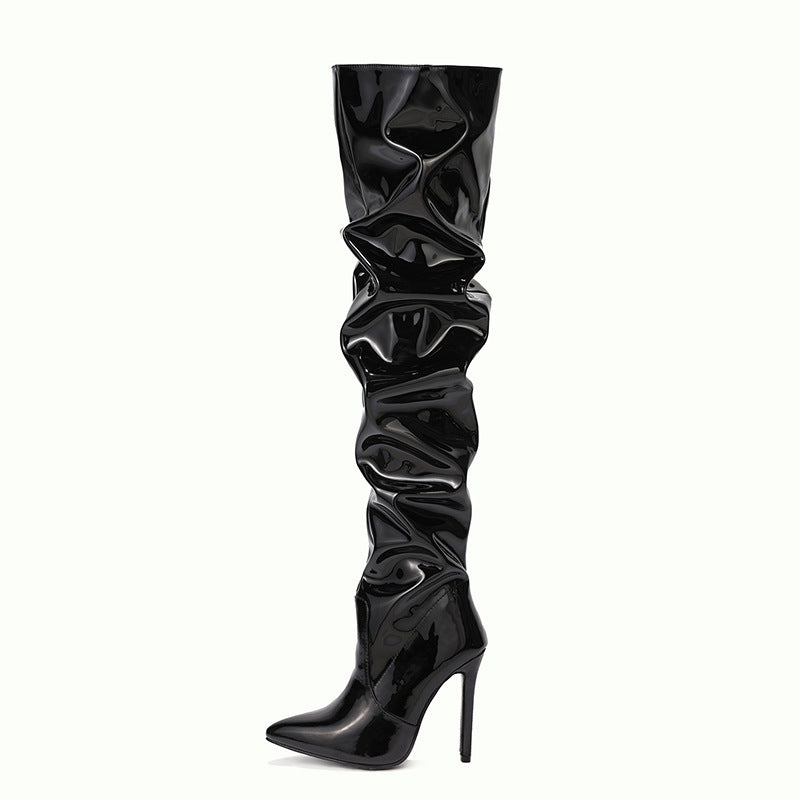 Women's Overknee Boots - Fashionable High Heel Party Boots with Pointed Toe